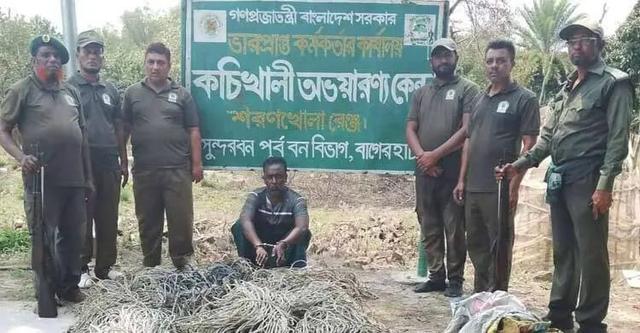 সুন্দরবনে ৪ হাজার ফুট ফাঁদসহ হরিণ শিকারিকে আটক করেছে বনবিভাগ