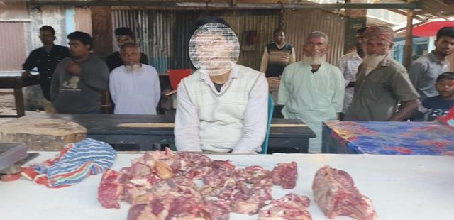ফুলবাড়ী বাজারে গরুর পঁচা মাংস বিক্রির দায়ে ১ ব্যাবসায়ীর ১০ হাজার টাকা জরিমানা, মাংস জব্দ