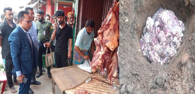 মধুপুরে পঁচা মাংস বিক্রির দায়ে জরিমানা