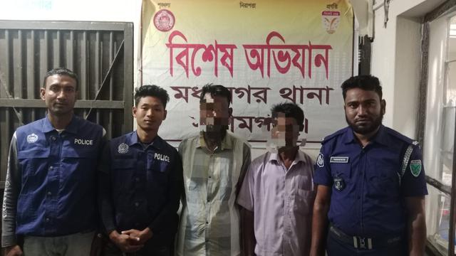 সুনামগঞ্জের মধ্যনগরে থানা পুলিশের বিশেষ অভিযানে এজাহার ও ওয়ারেন্টভুক্ত আসামি গ্রেফতার