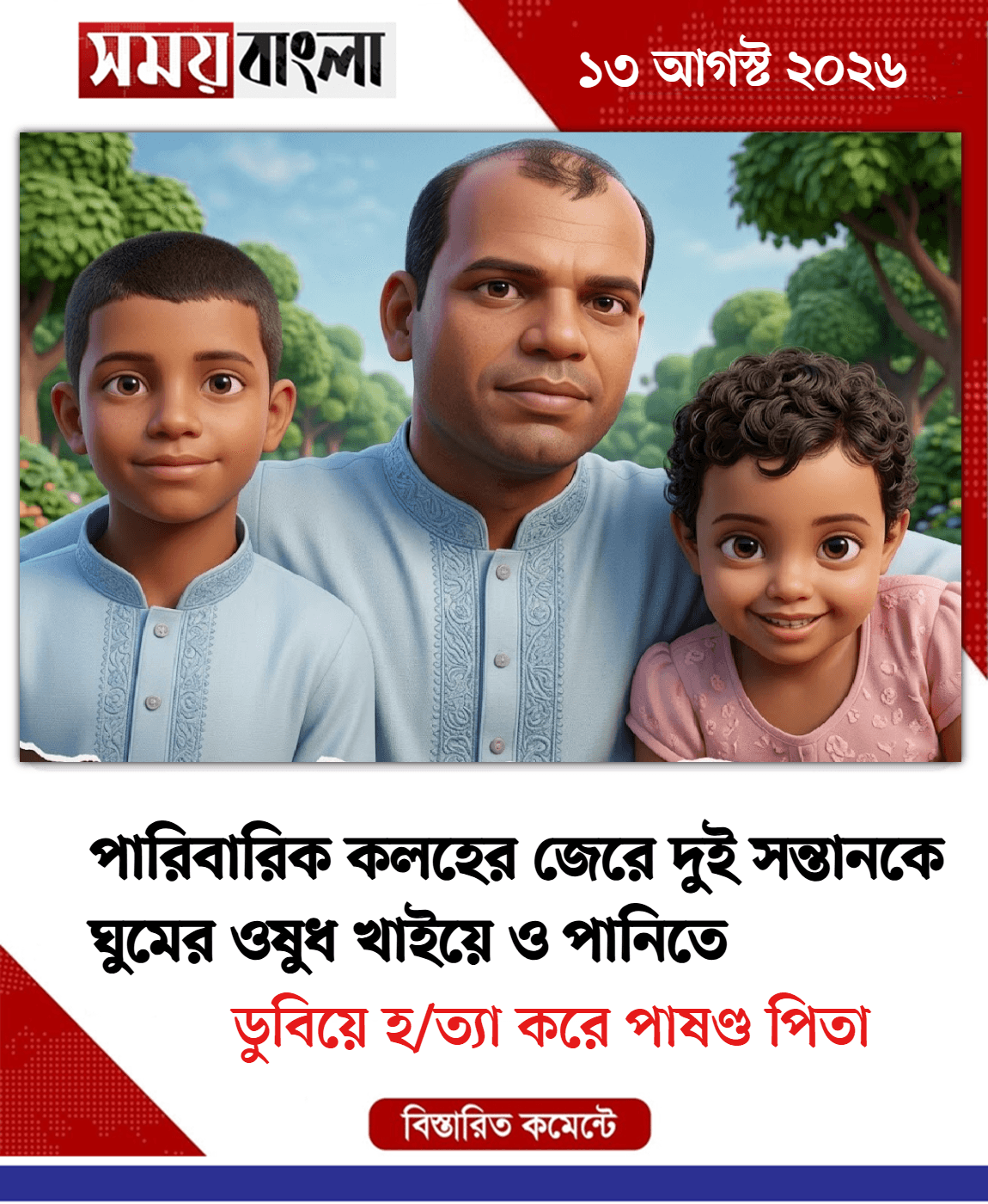 ডুবিয়ে হ/ত্যা করে পাষণ্ড পিতা