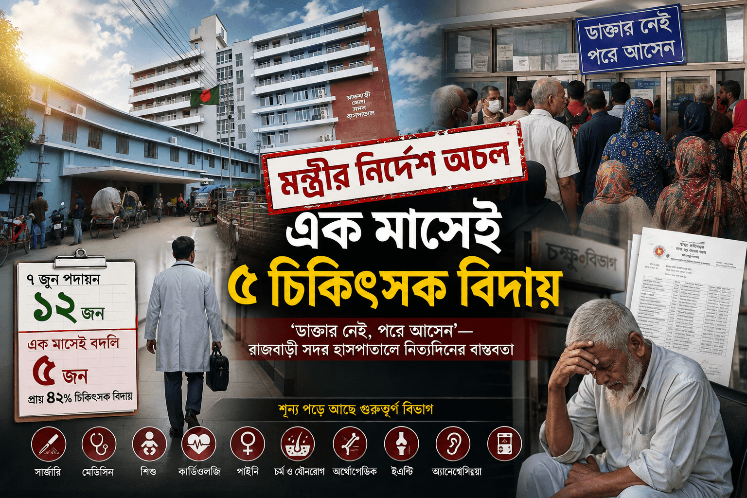 মন্ত্রীর নির্দেশ অচল: এক মাসেই ৫ চিকিৎসক বিদায়