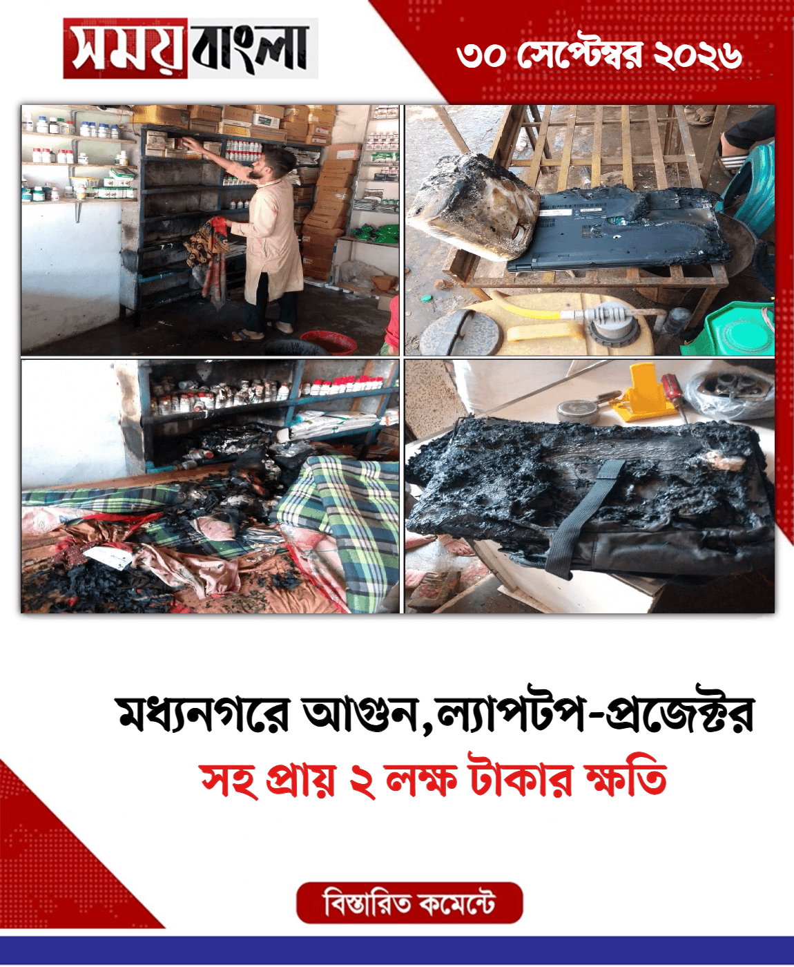 সহ প্রায় ২ লক্ষ টাকার ক্ষতি