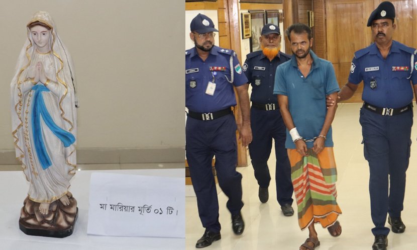 ‎বাগেরহাটে ক্যাথলিক চার্চে ভা/ঙ/চু/র, পুকুর থেকে মূর্তি উদ্ধার-যুবক গ্রে/প্তা/র