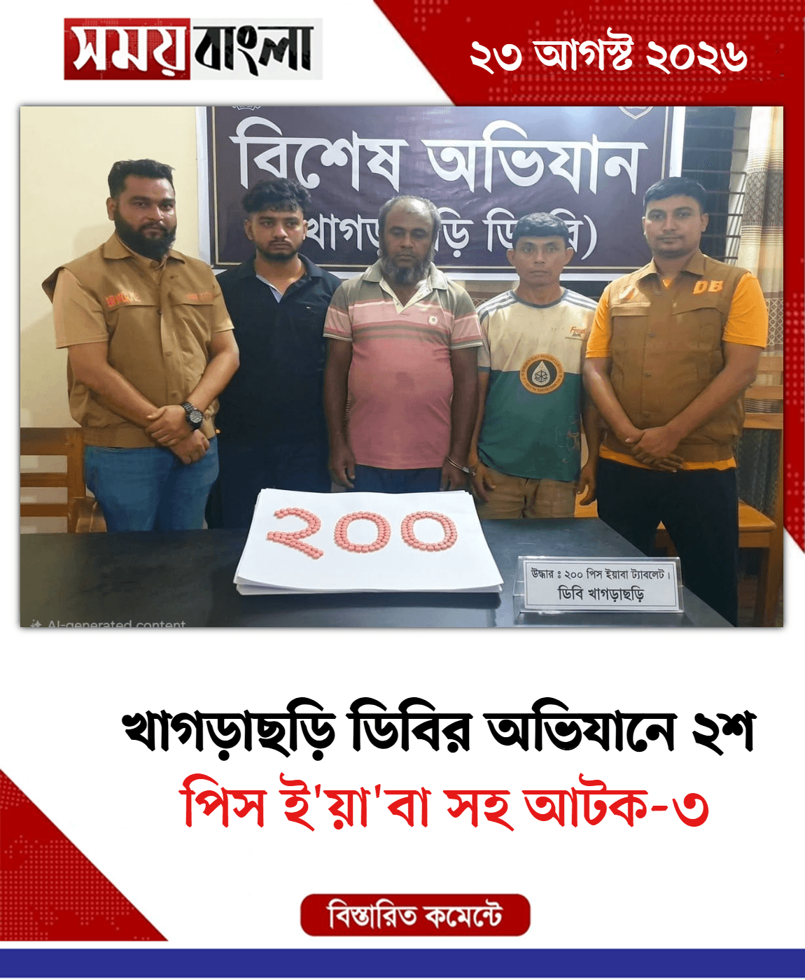 পিস ই'য়া'বা সহ আটক-৩