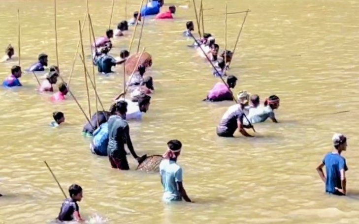 ধলাই নদীতে ঐতিহ্যবাহী ‘পলো বাওয়া’ উৎসব
