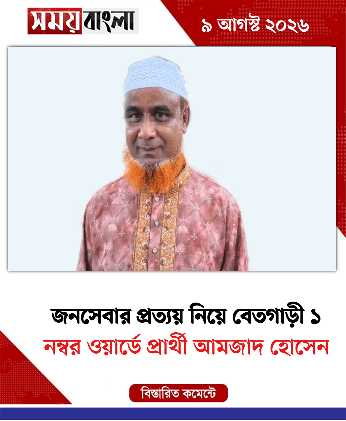 নম্বর ওয়ার্ডে প্রার্থী আমজাদ হোসেন