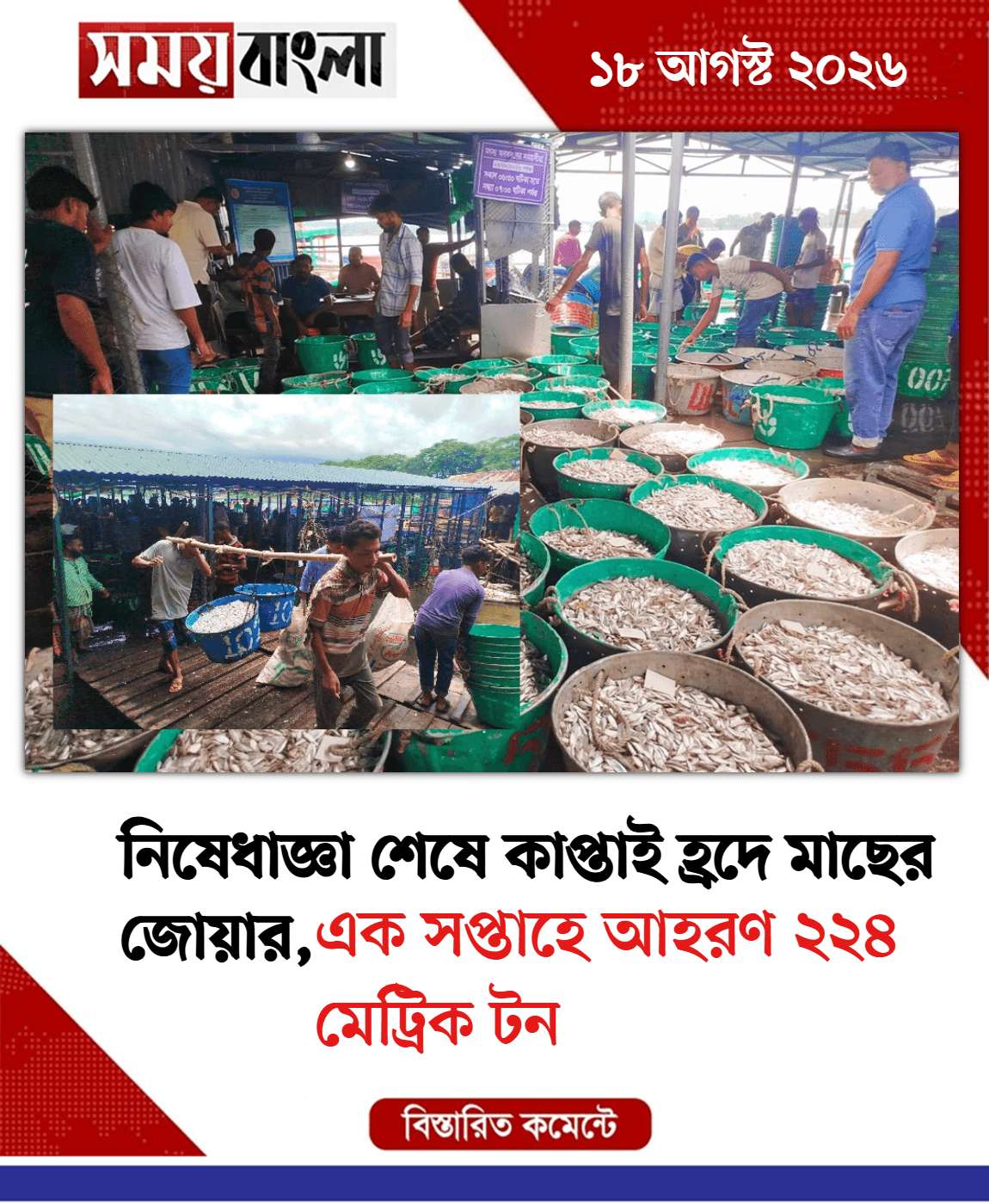 এক সপ্তাহে আহরণ ২২৪ মেট্রিক টন