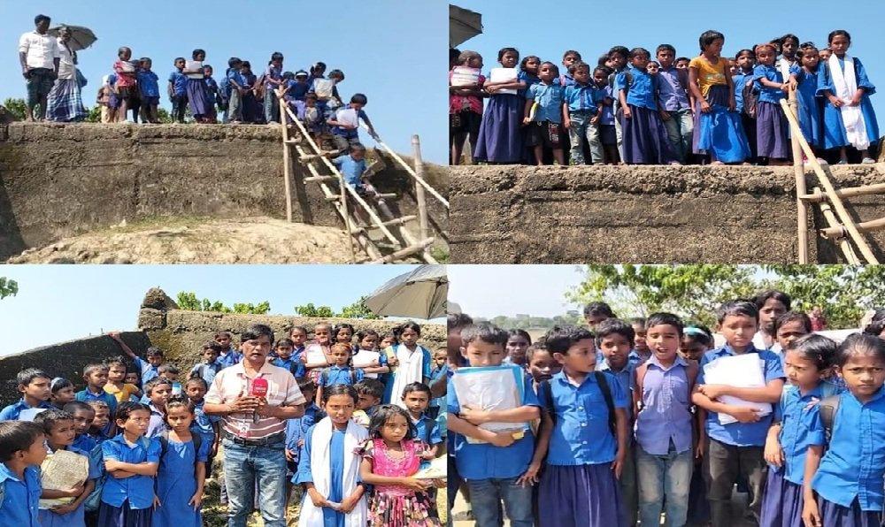 মরণফাঁদে পরিণত আমানিপুরের ব্রিজ,ঝুঁকি নিয়ে পারাপার শত শত শিক্ষার্থীর