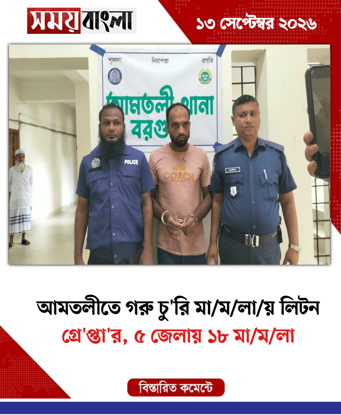 গ্রে'প্তা'র, ৫ জেলায় ১৮ মা/ম/লা