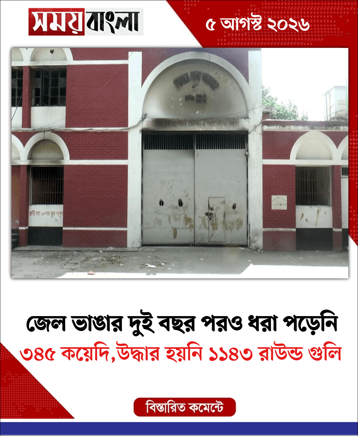 ৩৪৫ কয়েদি,উদ্ধার হয়নি ১১৪৩ রাউন্ড গুলি