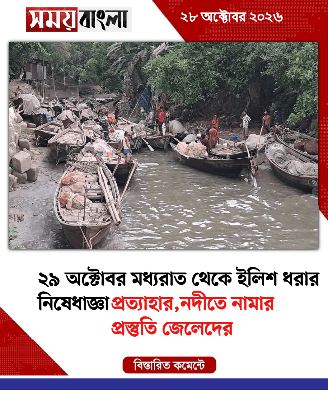 প্রত্যাহার,নদীতে নামার প্রস্তুতি জেলেদের