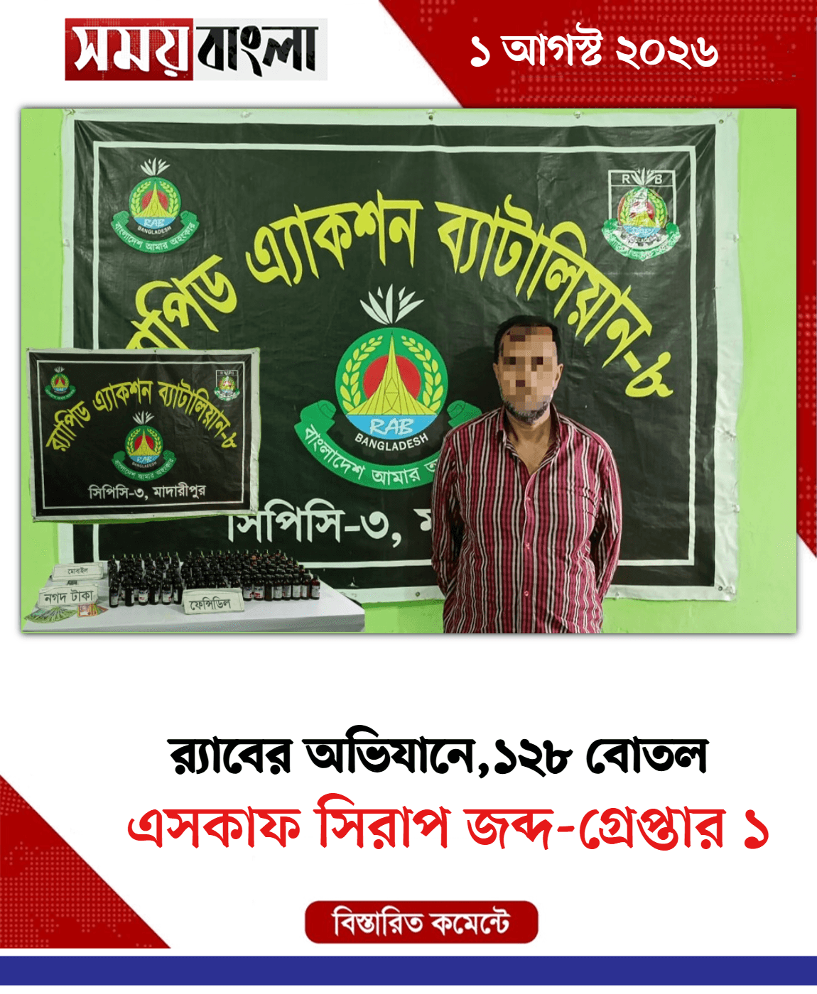 এসকাফ সিরাপ জব্দ-গ্রেপ্তার ১