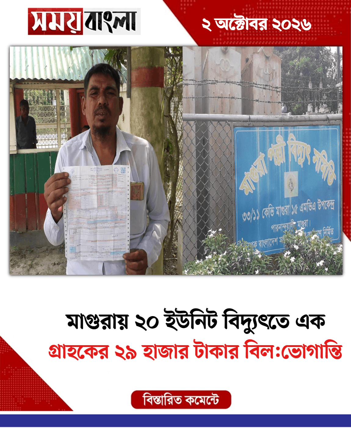 গ্রাহকের ২৯ হাজার টাকার বিল:ভোগান্তি