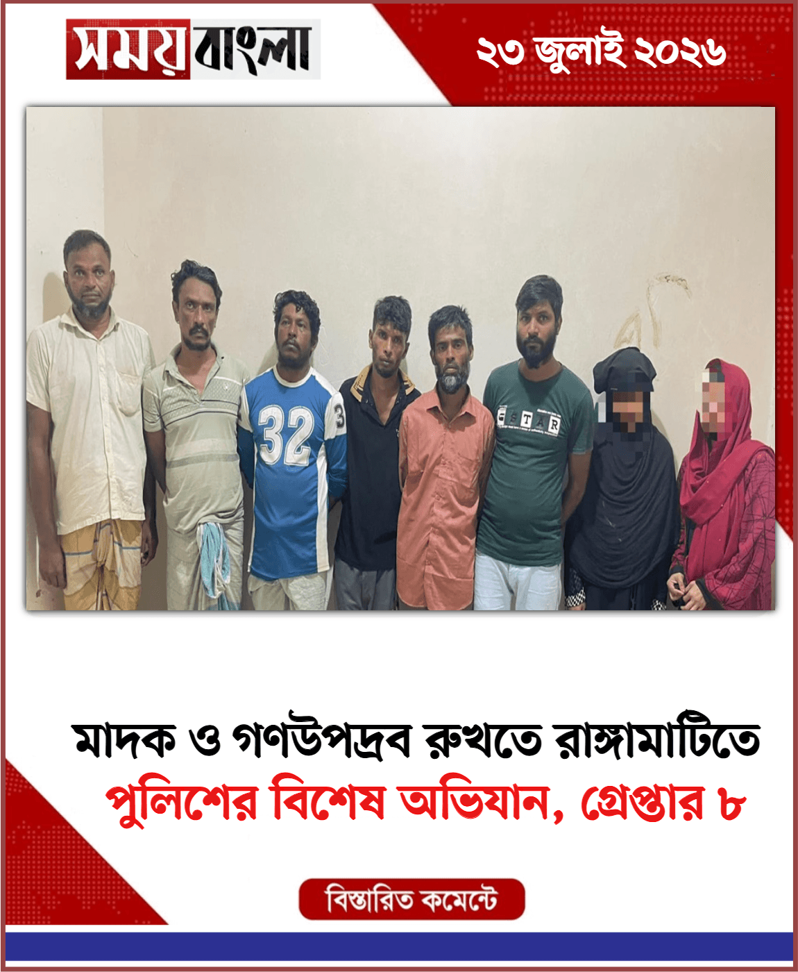 পুলিশের বিশেষ অভিযান, গ্রেপ্তার ৮