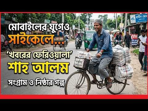 মোবাইলের যুগেও সাইকেলে ছুটে চলেন ‘খবরের ফেরিওয়ালা’ শাহ আলম/